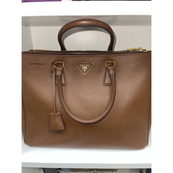 Prada Handbags - Prada Brown Saffiano Lux Leather Tote Bag
